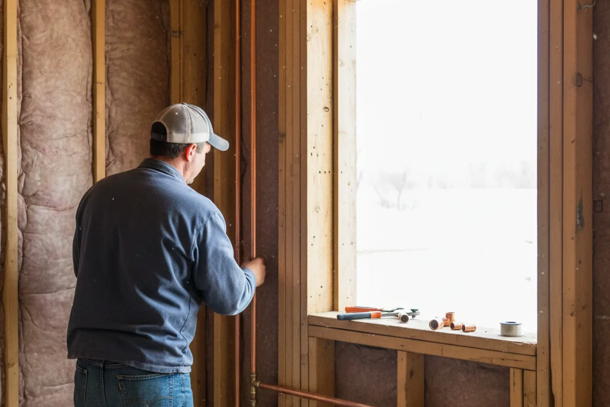 Licensed plumber running new copper supply lines in a Bailey home