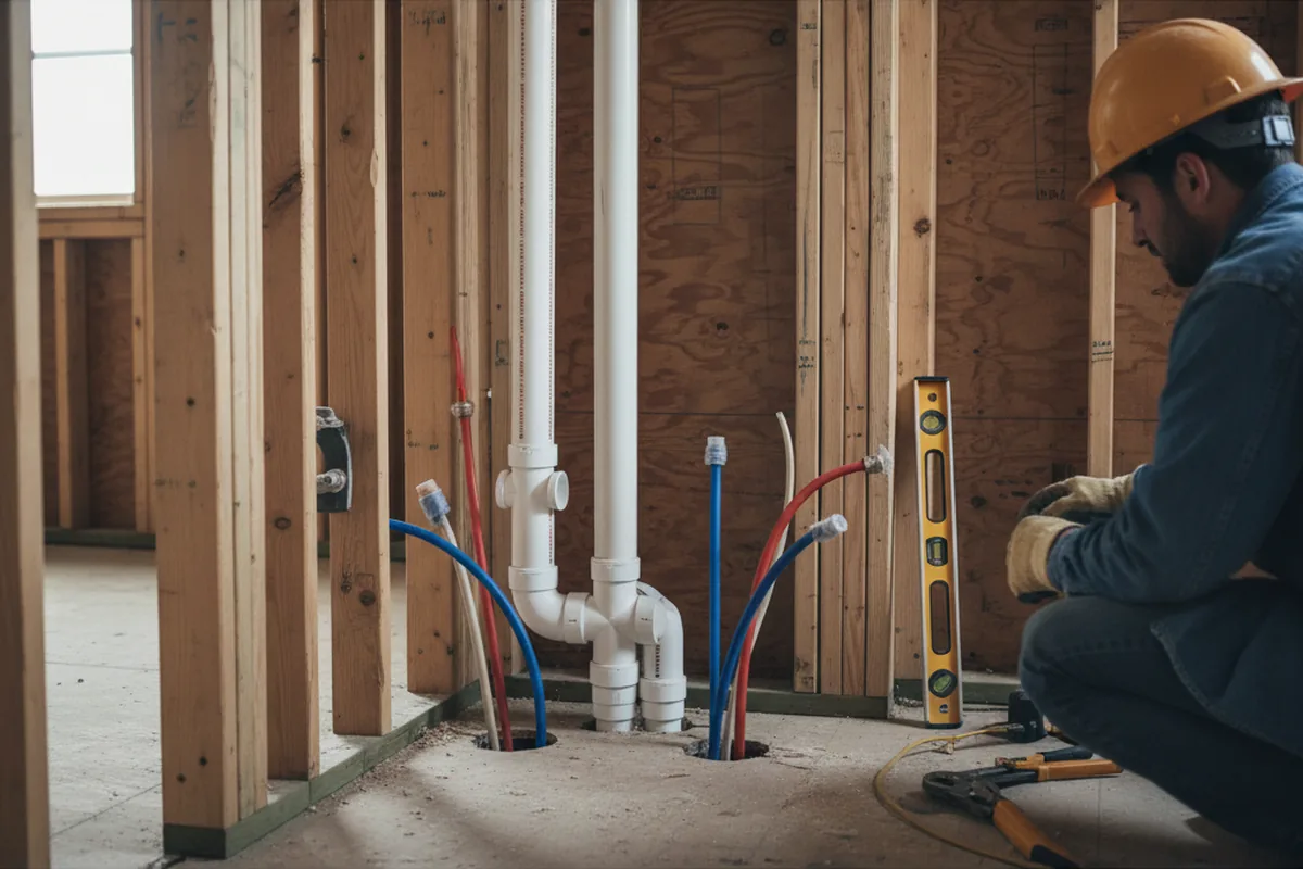 Drain and supply rough-in during Leak Detection in Bailey